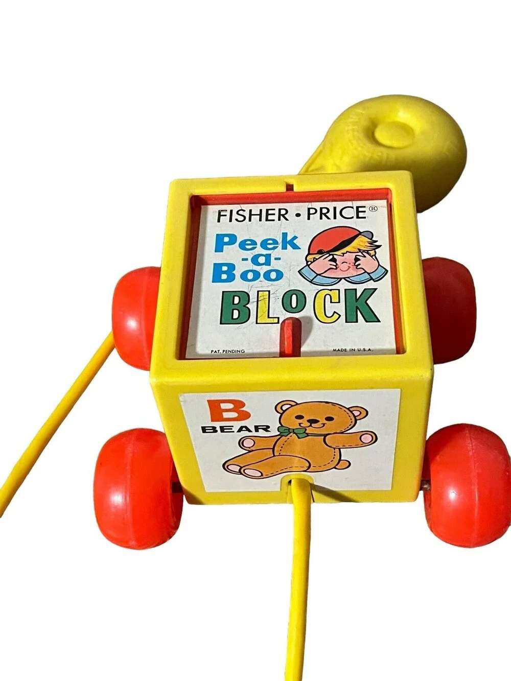 VTG Fisher Price 1970 PeekaBoo Block & Suction Cup Spinning Butterfly Toy